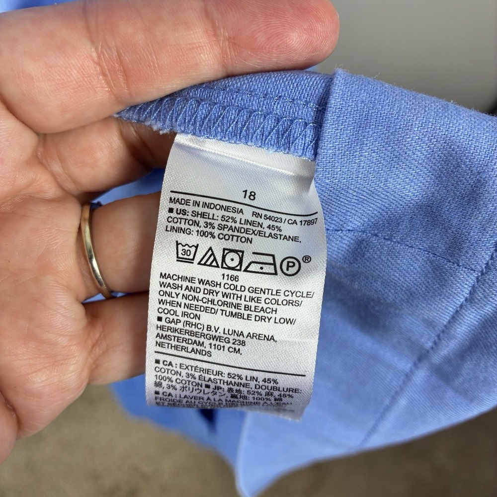 Banana Republic Women's Linen Maxi Dress Sz 18 Light Blue Resort Vacation Cruise - Picture 10 of 11